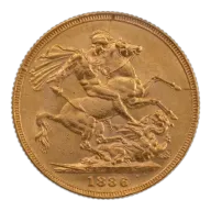 1886 Victoria Gold Full Sovereign Sydney Mint Saint George Coin