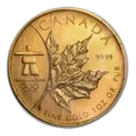 2008 Canada 1 oz Gold Maple Leaf BU (Vancouver Olympics)