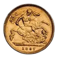 1897 Great Britain Gold Half-Sovereign Victoria Veil AU