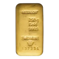 Metalor 250g Cast Gold Bullion Bar