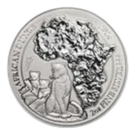 2024 Rwanda 2 oz Silver African Ounce Leopard BU