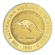 1991 Gold 2 oz Red Kangaroo Nugget $500 Perth Mint Bullion Coin
