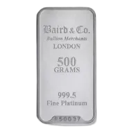 500g Baird & Co Platinum Minted Bar