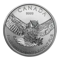 Royal Canadian Mint 2015 1 Oz Great Horned Owl Silver Coin : Birds Of Prey Series