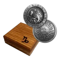 1 oz .999 Fine Silver Zodiac Round - Capricorn the Goat with Wood Gift Display Box