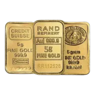 5 Gram Gold Bar Uncarded Various Mints