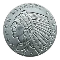 1 OZ SILVER ROUND INCUSE INDIAN DESIGN GOLDEN STATE MINT