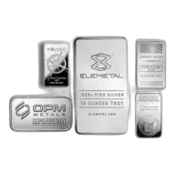10 Oz Silver Bar (NTR, Elemetal, OPM, APMEX, or Provident)