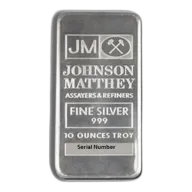 10 Oz Silver Bar - Johnson Matthey JM