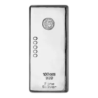 Perth Mint Cast Silver Bar - 100oz