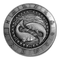 1 oz .999 Fine Silver Zodiac Round - Pisces the Fish (Feb 19th - Mar 20th)