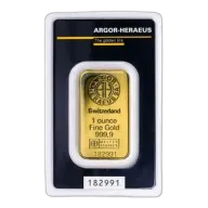 1 oz Argor Heraeus Kinebar Gold Bar