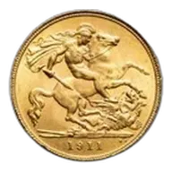 1911 Great Britain Gold Half Sovereign George V BU