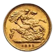 1893 Great Britain Gold Half-Sovereign Victoria Veil AU
