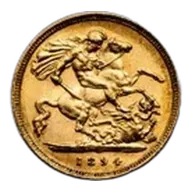 1894 Great Britain Gold Half-Sovereign Victoria Veil AU