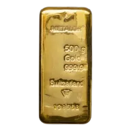 Metalor 500g Cast Gold Bullion Bar