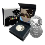 1 oz .999 Fine Silver Round - Congratulations Graduate (Custom Engraved w/ Box)
