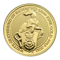 2021 1/4 oz Gold Britain Queen's Beasts: The White Greyhound