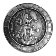 1 oz .999 Fine Silver Zodiac Round - Aquarius the Water Bearer (Jan 20th - Feb 18th)