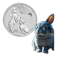 Perth Mint 2023 Year of the Rabbit 1/2oz Silver Coin in Capsule (1/2oz)