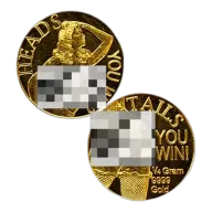 1/4 Gram .9999 Fine Gold Round - Adult Novelty - Heads and Tails (Sealed in Capsule)