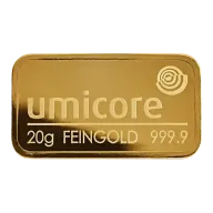 20 Gram Umicore Minted Gold Bar