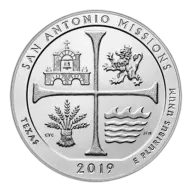 2019 San Antonio Missions ATB 5 oz Silver Coin - America The Beautiful