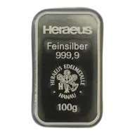 100 gram Silver Bar | Heraeus