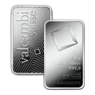 50 gram Valcambi Silver Minted Bar