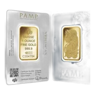1 oz Gold Bar PAMP Suisse Lady Fortuna Veriscan .9999 Fine (In Assay)