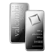 500g Valcambi Minted Platinum Bar