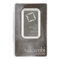 1 oz Platinum Bar - Valcambi Suisse - 999.5 Fine in Sealed Assay