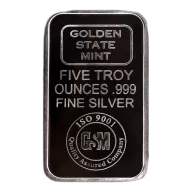 5 OZ SILVER BAR GOLDEN STATE MINT