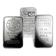 10 Oz Platinum Bar (Random Brand, No Assay Card)