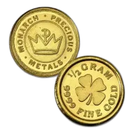 1/2 Gram .9999 Fine Gold Round - Monarch - Four Leaf Clover (Sealed in Capsule)