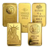 10 Gram Gold Bar Uncarded Various Mints