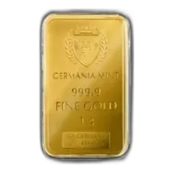 1g Germania Mint 999.9 Pure Gold Minted Bar In Assay Card