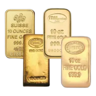 10 oz Gold Bar - Brand Varies .9999
