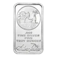 5 oz. SilverTowne Silver Bar - Trademark Prospector Design - 999 Fine