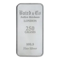 250g Baird & Co 999.9 Fine Silver Bar Minted