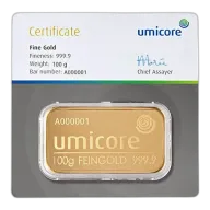 100 Gram Umicore Gold Bar