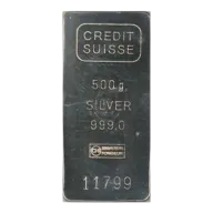 500 Gram Credit Suisse Silver Bullion Bar 999 Fine