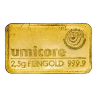 2.5g Umicore Gold Minted Bullion Bar Loose - Pre-Owned