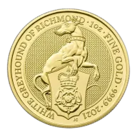 2021 1 oz Gold Britain Queen's Beast - The White Greyhound
