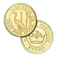1/10 oz .9999 Fine Gold Round - Monarch - Heron Egret Crane (Sealed in Capsule)