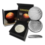 1 oz .999 Fine Silver - Curved Domed 3D Round - Basketball w/Capsule and Gift Box
