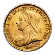 1893-1901 Great Britain Gold Half Sov Victoria Veil Head AU