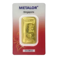Metalor 100g Cast Gold Bar in Assay Card