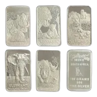 100g Fine Silver Minted Bar - African Big 5