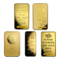 10 oz Gold Bar - Brand Varies .9999